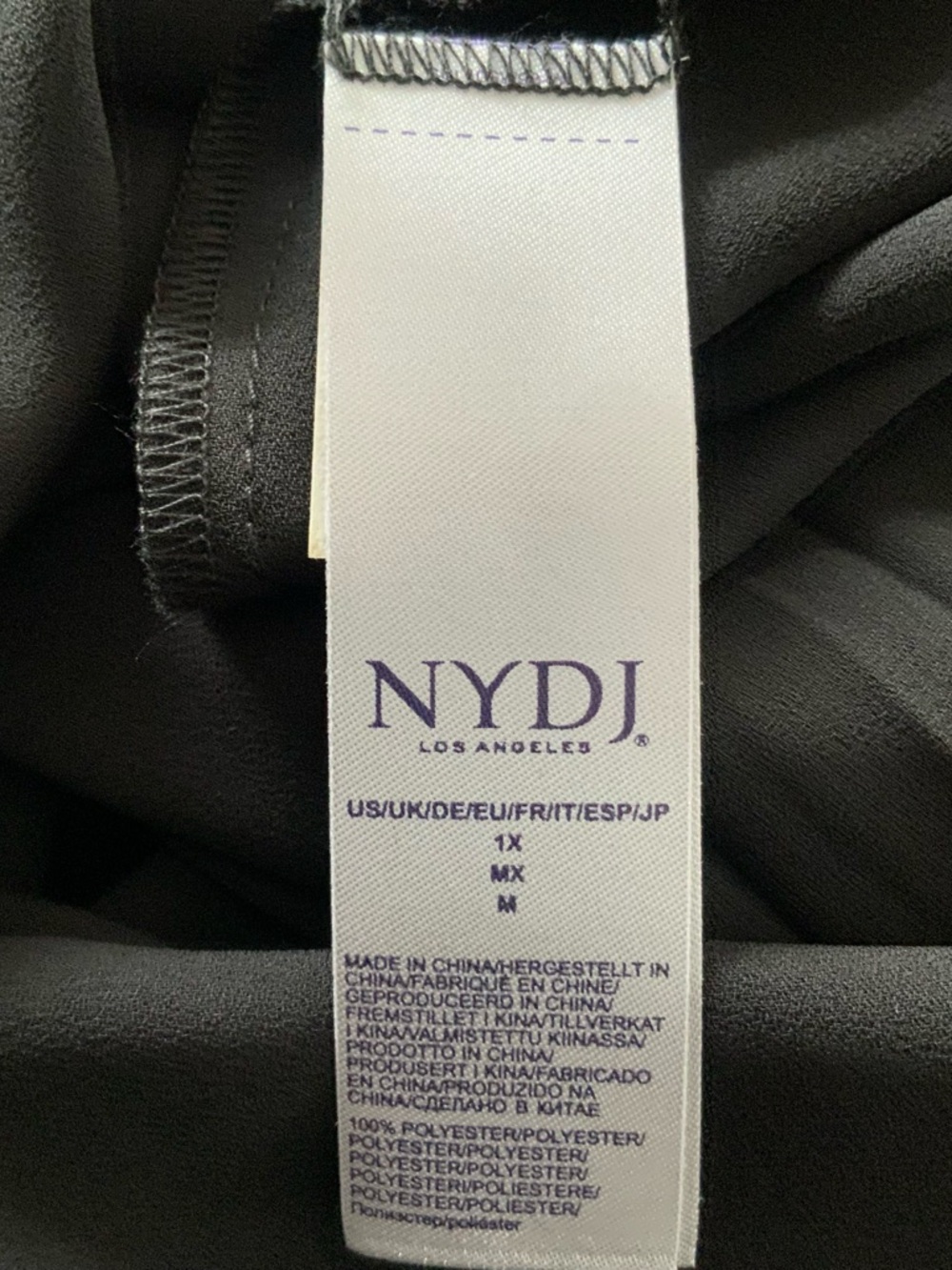 NYDJ Women’s Blouse Top 1X Black Sheer 3/4 Sleeves NWT - Picture 7 of 7